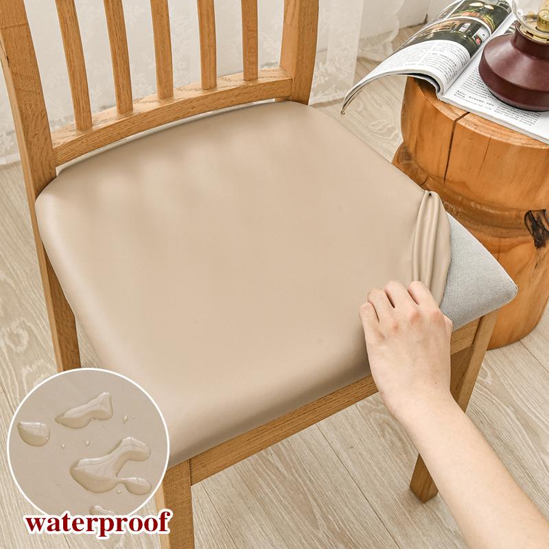 

Pu Leather Square Chair Cushion Cover Waterproof Kitchen Dining Seat Slipcovers Removable Dining Room Chair Seat Cushion Cover 1piece
