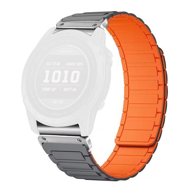 20mm Magnetisches Silikon-Schnellwechselarmband für Garmin Fenix 8 43mm/Descent MK3/MK3i Zweifarbiges Uhrenarmband