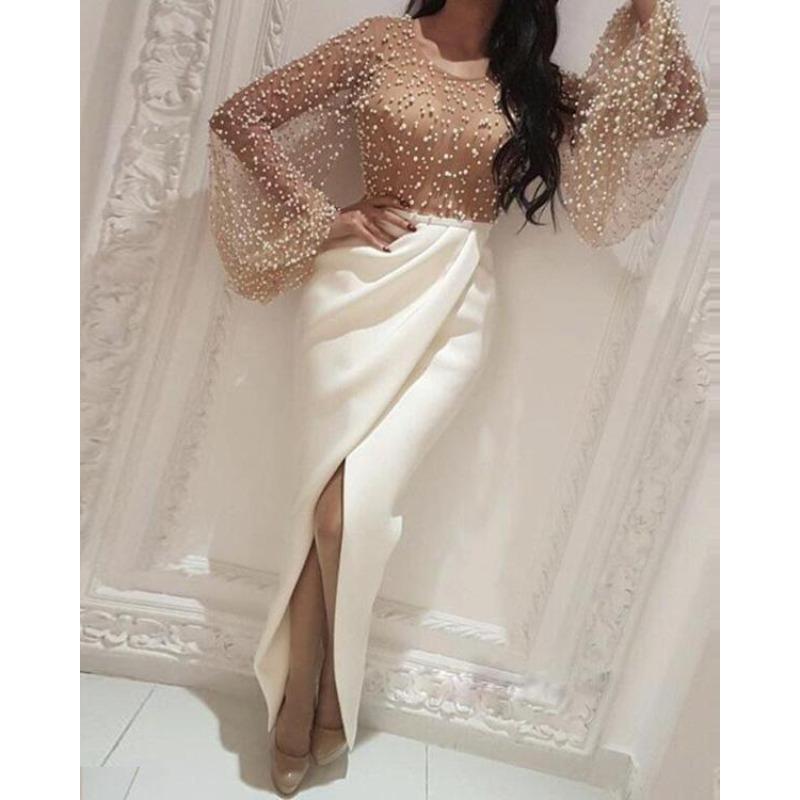 Autumn New Women s Fashion Elegant Long Dress Mesh Slim Ball Cocktail Dress S