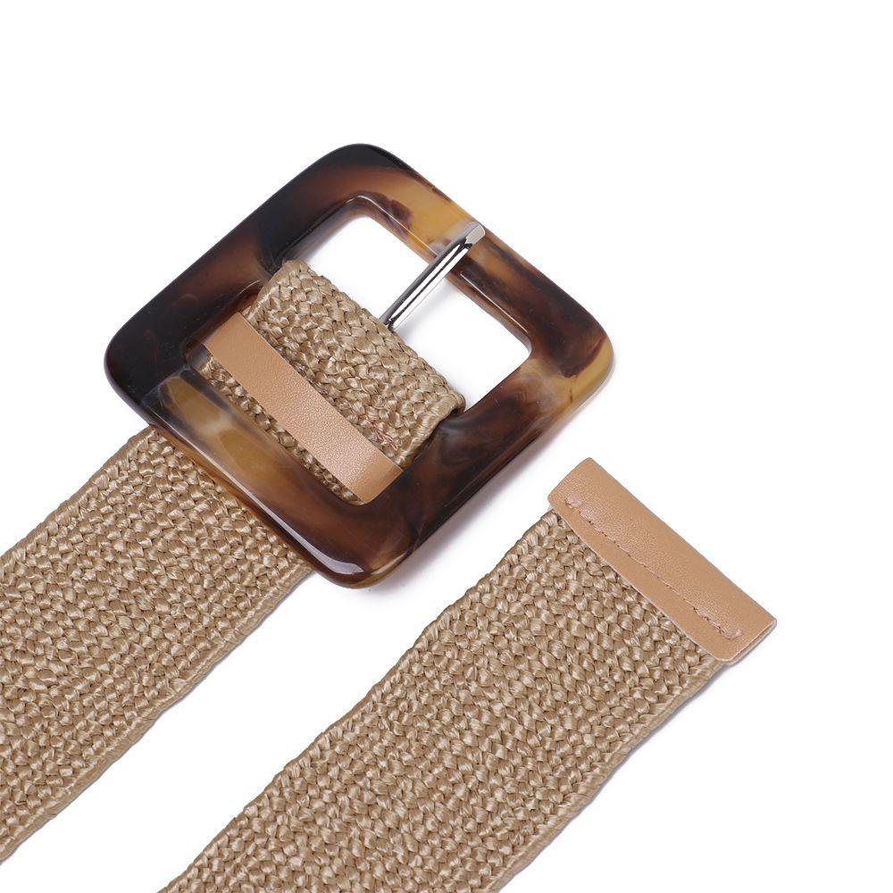 Women Wide Dress Belt Shirt PP Straw Belly Necklace Elastic Waist Chain Body Jewelry Straw Belt