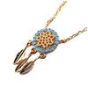 7bis [Q0984] - Handmade 'Boho' Necklace (dreamcatcher) Pinkish Gold Turquoise - 15x8 Mm