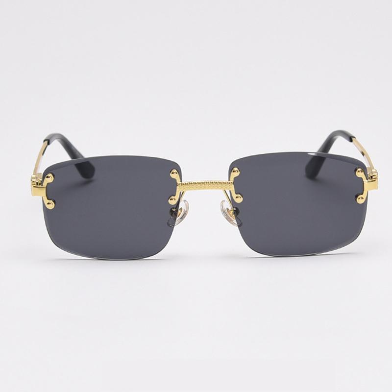 Rectangular Sun Glasses 90s Classic Fashion Summer Street Shot Decoration Luxury Metal square Frameless Sunglasses