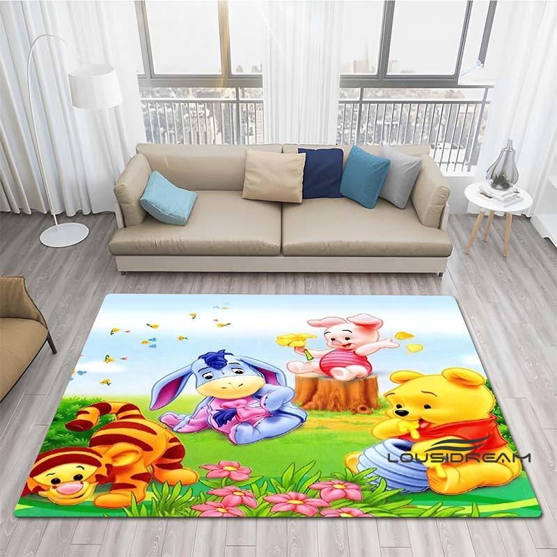 Winnie The Pooh Cartoon Pattern Rug, Bedroom Play Mat, Bedroom Decor Rug, Living Room Rug, Crawling Mat, Gift Rug