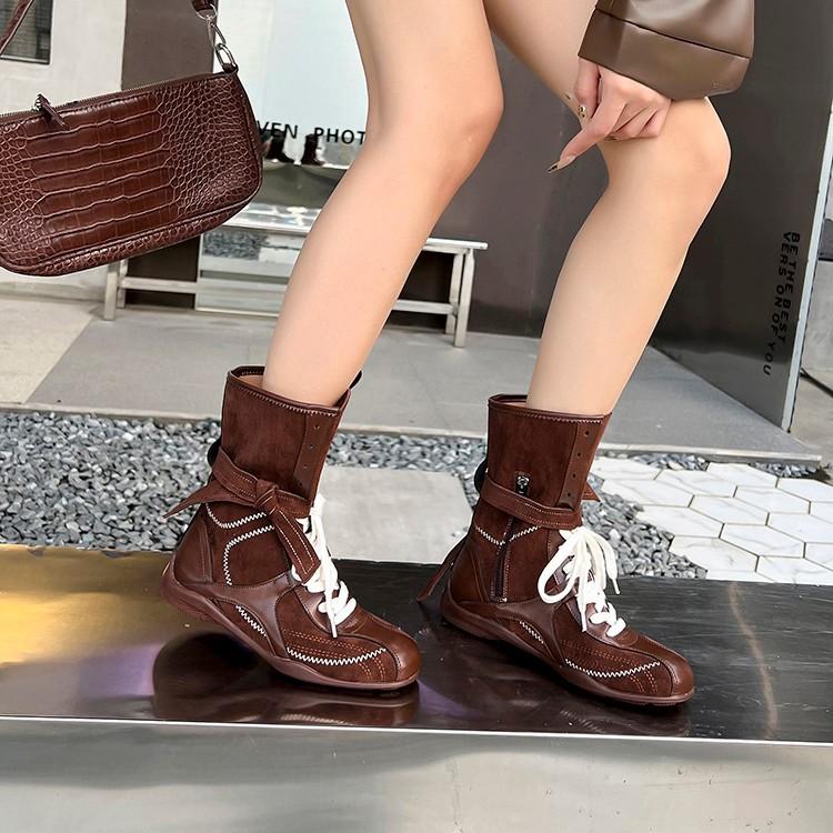 Blue Cabinet Version~ Inner Height Increase Duck Hunting Boots Women's Ins Versatile Color Matching Strap Boxing Boots Outdoor Tooling Martin Boots