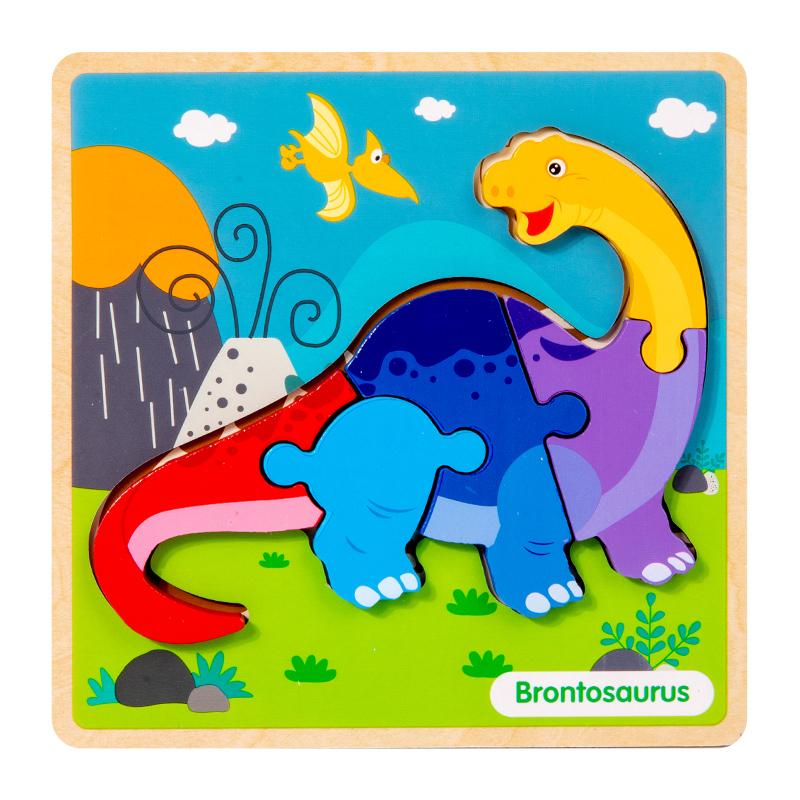 Kids Early Education Puzzle Toys -Wooden Dinosaur Color Shape Matching Training for Kids Over 3 Years Old, Hand-Eye Coordination
