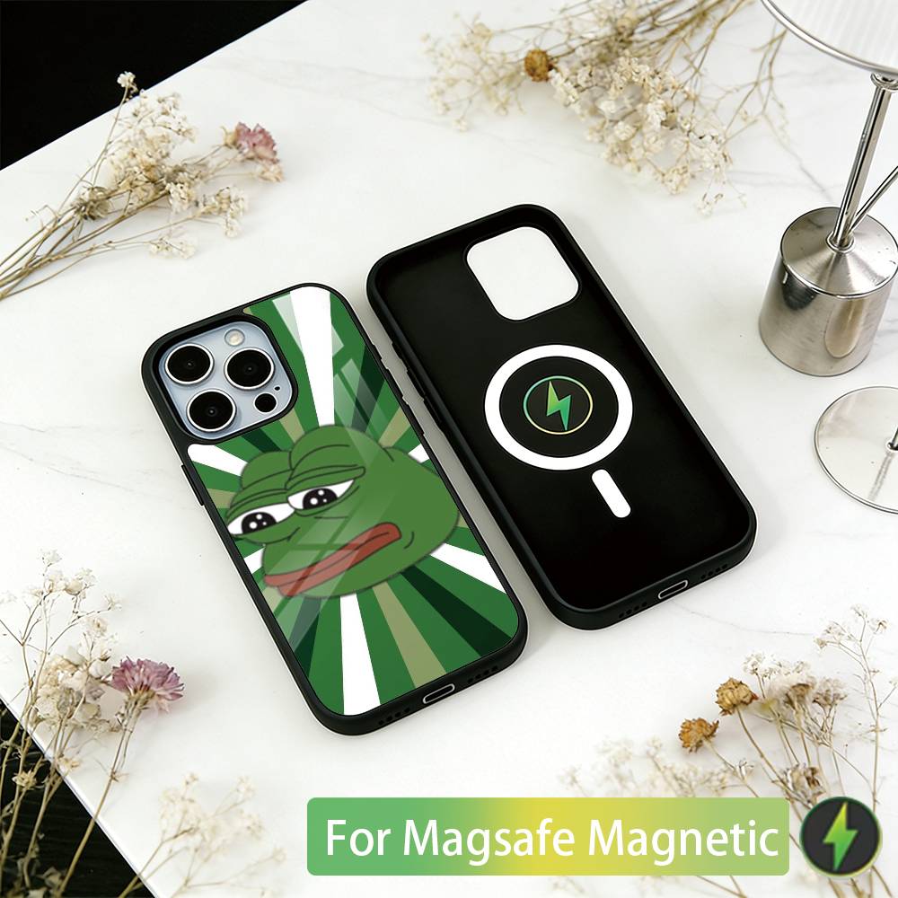 Funny The P-PEPE Frog Phone Case For iPhone17,16,15,14,13,12,11 Plus,Pro Magnetic For Magsafe Wireless Charging