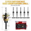 Countersink Drill Bit Set-5 Pcs 82° Counterbores 1/4" Hex Shank Countersink Bits With Depth Stop Collar-B61B