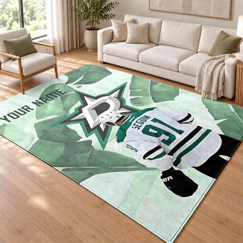 Dallas Stars Custom Name Personalized Rug Non‑Slip Doormat Floor Carpet Housewarming Birthday Gift for Family Friends