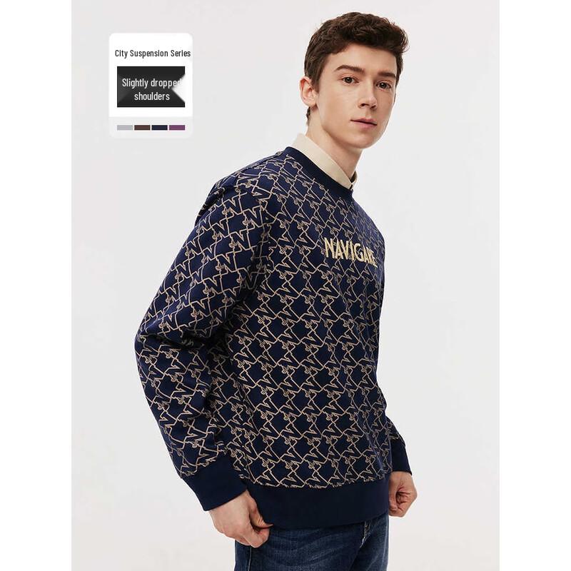 Navigare Men's Sailing Boat Crew Neck Letter Sweatshirt