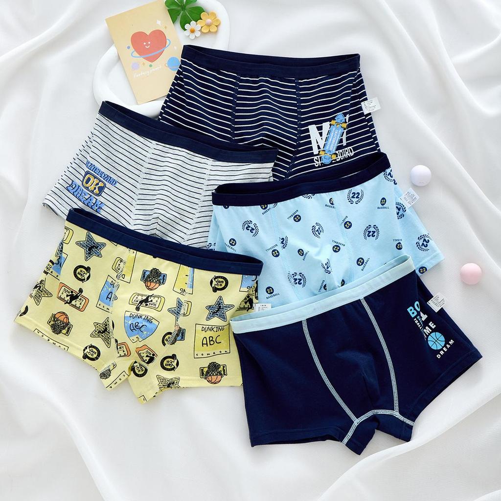 Boys' Pure Cotton Boxer Shorts - Breathable, Comfortable Underwear for Kids (Middle to Large) - Summer Style