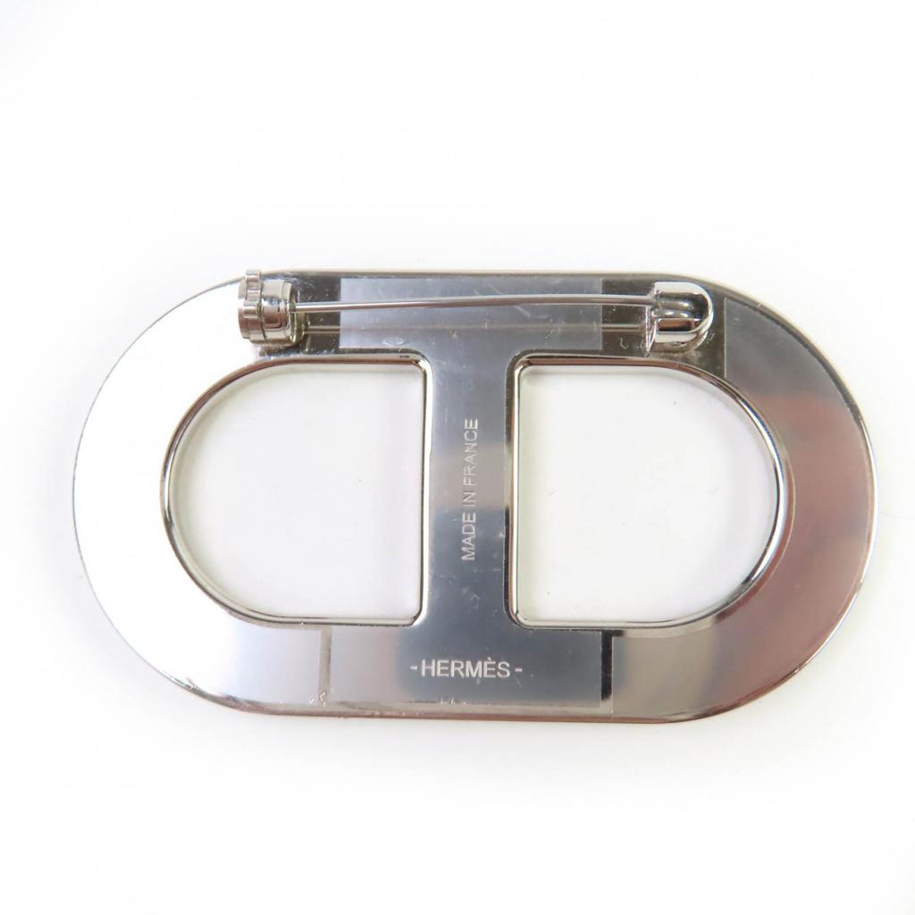 HERMES Brooch Chaine d'Ancre Brooch blue leather Women Used