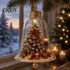 Miniature Holiday Scene Hanging Balls 3D Christmas Bell Ornament, Winter Clear Decoration with Santa Reusable Festival Ornaments Snowman Reindeer