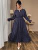 European Style Plus Size Women's Polka Dot Long Sleeve Dress 2025