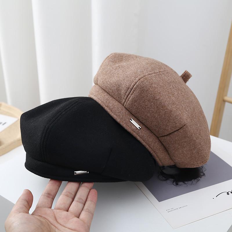 Korean Hat Women's Fashionable Autumn and Winter Woolen Beret with Face Small Big Head Beret Hat  Versatile Retro Painter Hat