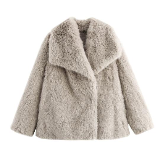 Women's Fluffy Faux Fur Jacket Long Sleeve Lapel Furry Coat Open Front Shaggy Jacket Winter Warm Outerwear