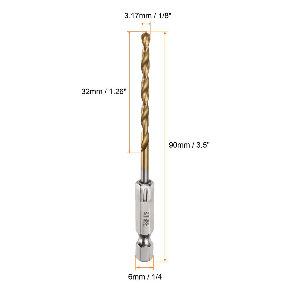 10/24pcs Twist Drill Bit with 1/4" Hex Shank Drill Bits M35 High Speed Steel Titanium Drill Bits for Wood Stainless Steel Metal