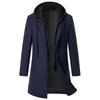 Autumn Winter Men's Thickened Padded Wool Hooded Overcoat, Fake Two-piece Mid-length Warm Parka Jacket