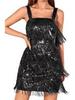 2025 Tassel & Sequin Cocktail Party Dress - Solid Color Suspenders & Short Skirt