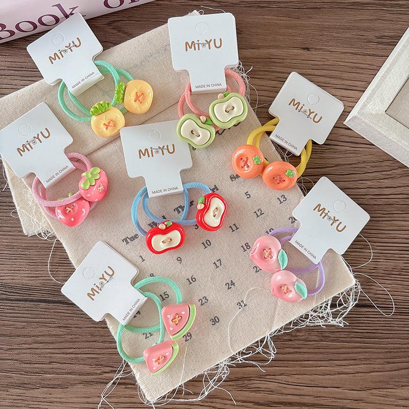 Cute Cartoon Children's Fruit Elastic Band, Girls' Summer Braided Hair, Candy-colored Hair Tie and Hair Band, Princess Hair Tie and Hair Accessory