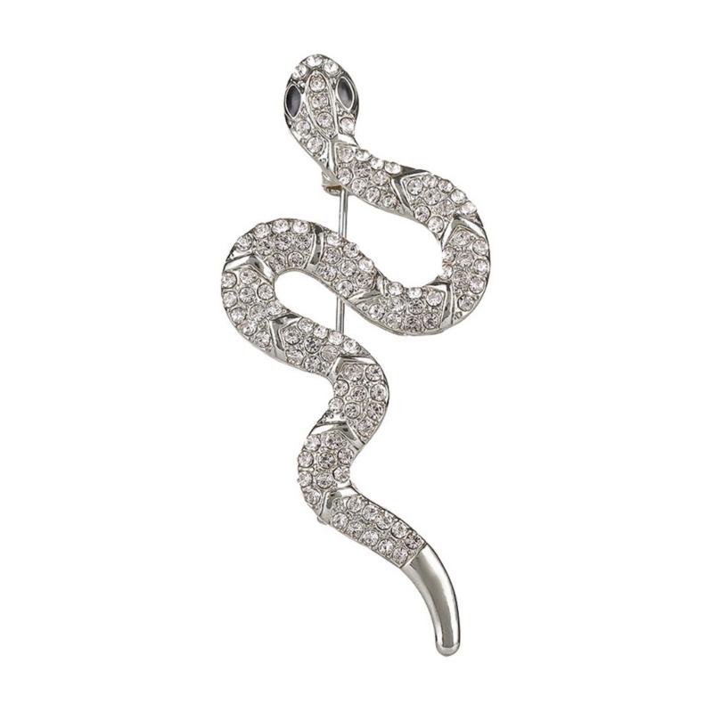 

Luxurious Snake Shaped Brooch Trendy Snake Shape Brooch Pin in Metal with Rhinestones Accent for Women