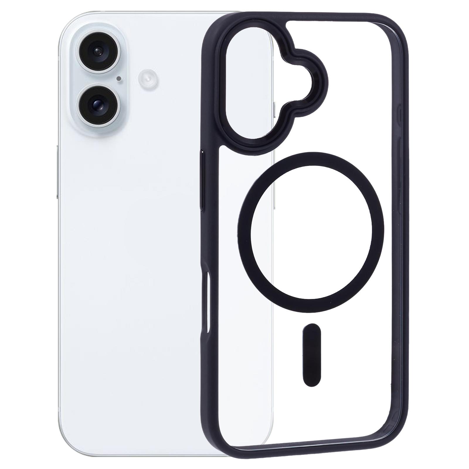 

For iPhone 16 Plus Case Drop-proof PC+TPU Phone Cover Compatible with MagSafe Black