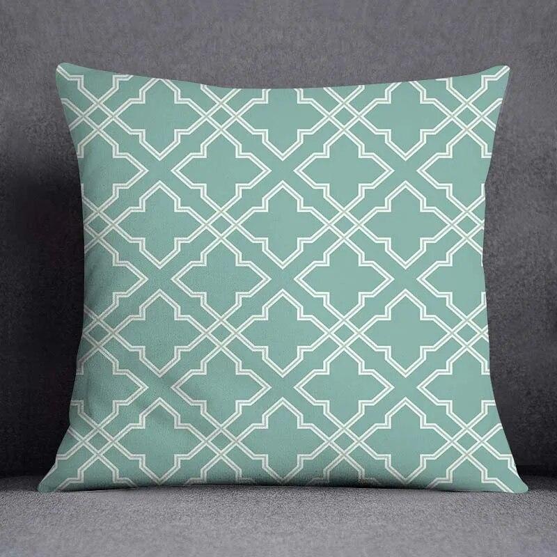 45x45cm Fresh Green Simple Geometric Pillow Cover Living Room Sofa Office Seat Car Waist Cushion   Home Decoration