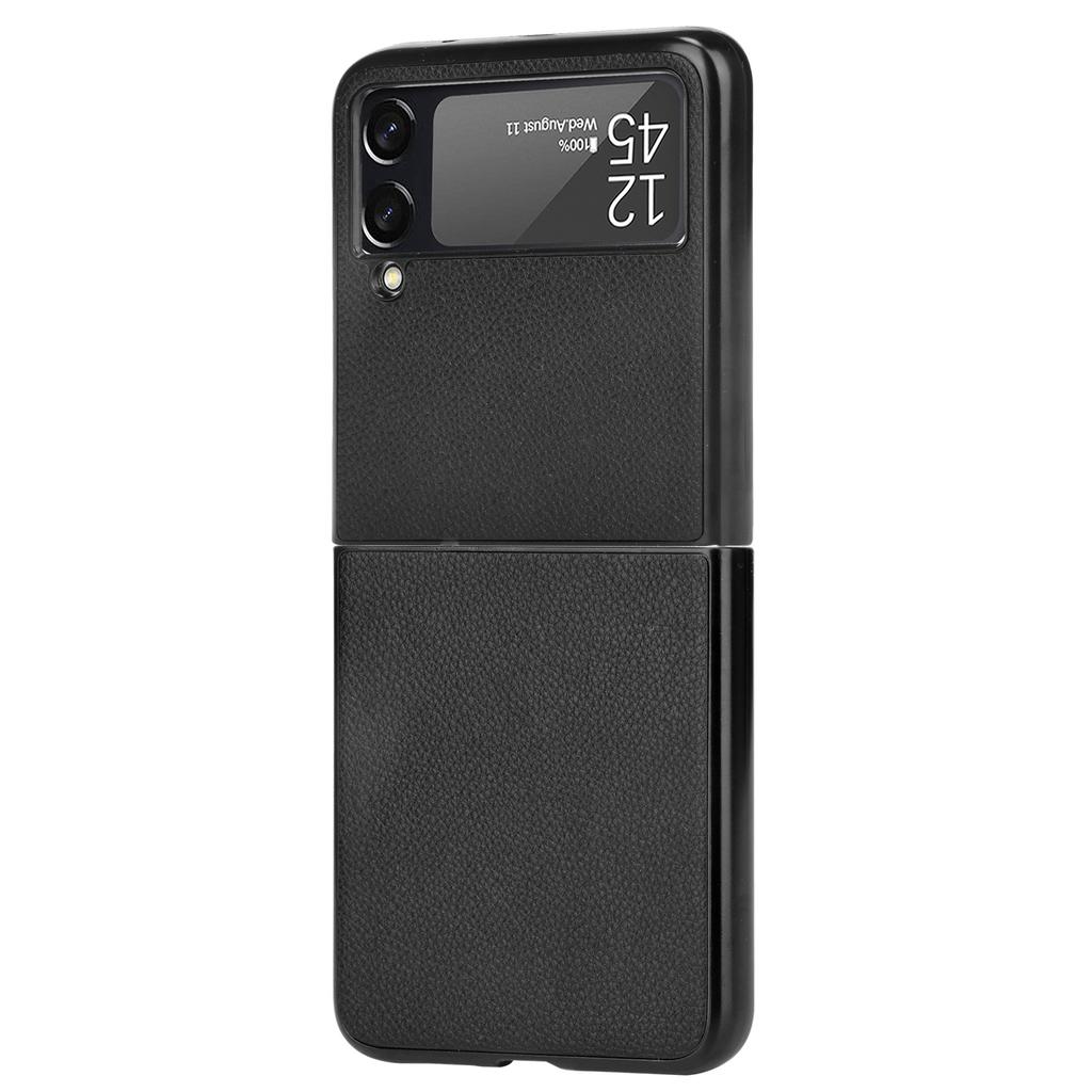Suitable for Samsung Z FLIP4 Phone Case Galaxy Z Flip 3 5G Folding Protective Cover with Rough Lychee Leather Texture