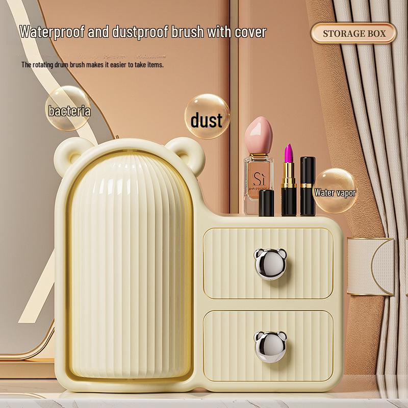 High-End Rotating Makeup and Skincare Organizer with Dust-Proof Drawers