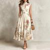 European and American women's clothing, temperament sleeveless digital printing long dress three-dimensional flower slim dress