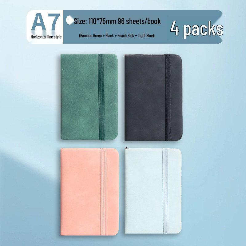 A7 Mini Pocket Notebook with Thick Leather Cover - Retro and Simple Design