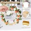 Fresh 12In Metal Floral Hoop Centerpiece Ribbon Wood Stands Fit For Table Decoration Metal+Wood Wall Hanging 5PCS