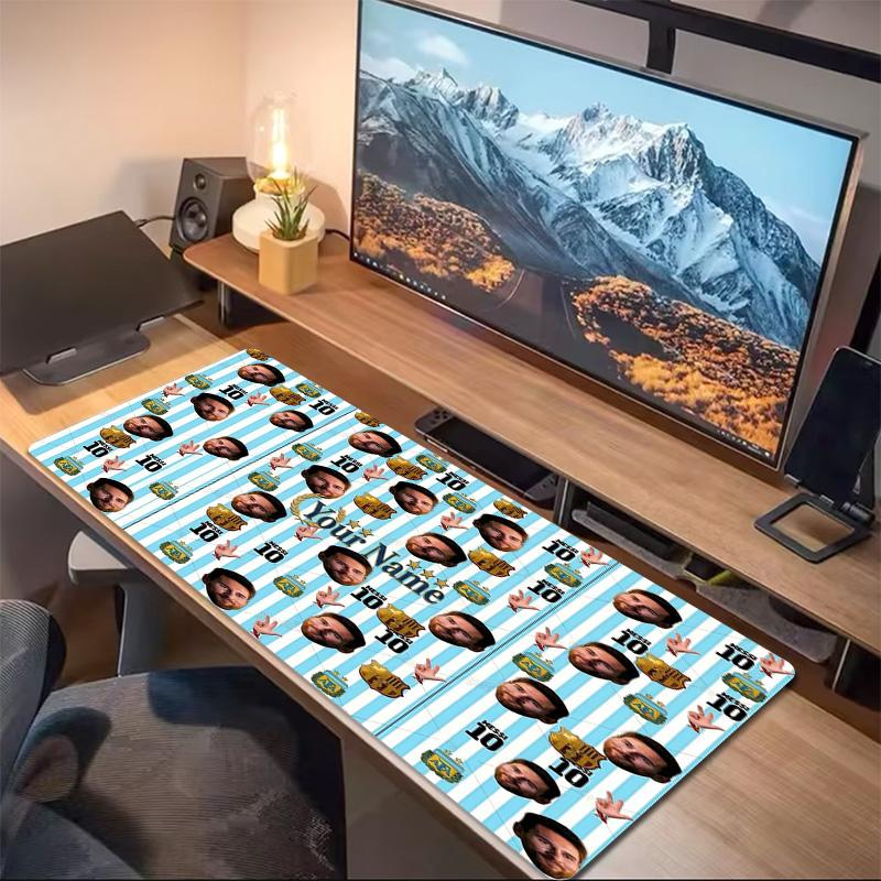 Messi Custom Name Large Size Mouse Pad Large Gaming Table Cushion Nonslip Laptop Tablet Big Mousepad Xxl Mat Mini Pc Playmat With Lock Edge Custom Nam