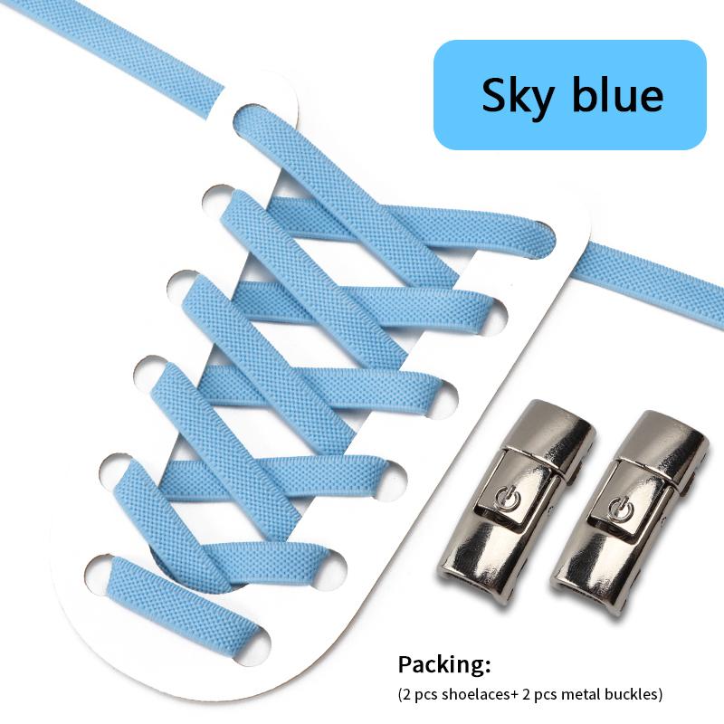 New No Tie Shoe Laces Press Lock Shoelaces Without Ties Elastic Laces Sneaker Kids Adult 8MM Widened Flat Shoelace for Shoes