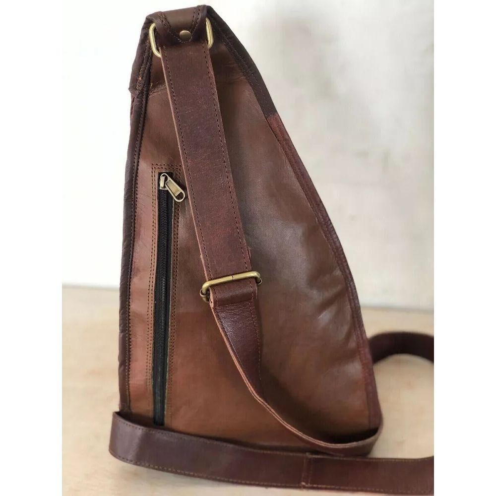16" Bag Goat Leather Messenger Artisan Vintage Backpack Travel Chest Bag Real