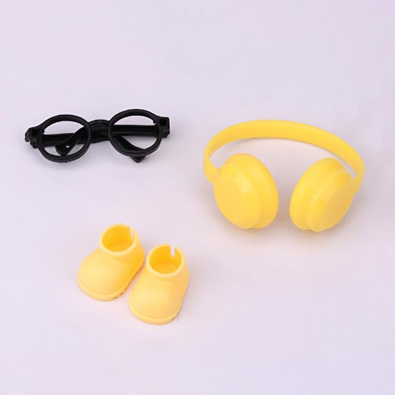 

3pcs/set Suitable For 15-17cm Doll Clothing Accessories Mini Glasses Shoes Headphones DIY Accessories Children s Toys Gifts жовтий