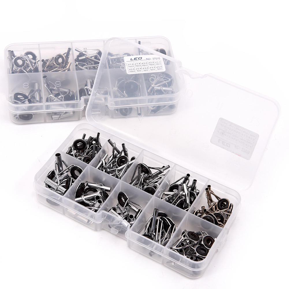 80Pcs Fishing Rod Guide Tip Aluminum Alloy Ceramic Ring Guide Rod Repair Replacement with Case Fishing Accessories