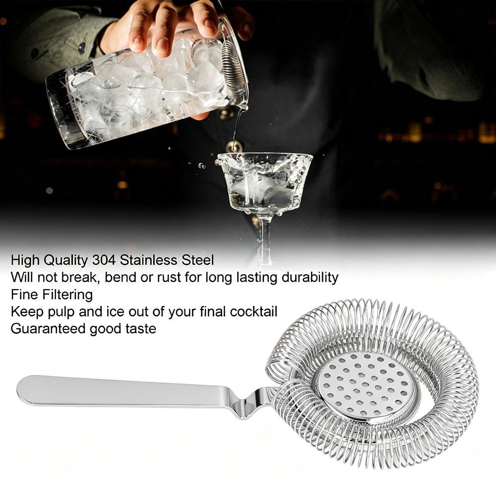 With Handle Ice filter Stainless Steel Drink Strainer Professional Cocktail Strainer Bar серебряный