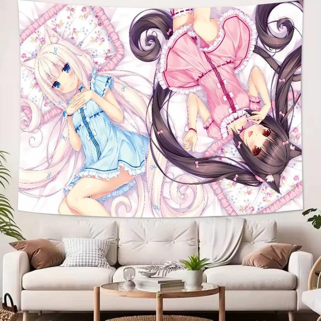 Kawaii HOT Girl Nekopara Tapestry Decoration Bedroom Dormitory Background Cloth Holiday Home Party Living Room Club Tapestry