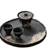 200ml Handmade Embossed Lotus Ceramic Tea TureeWabi Sabi Style Bowl Cover Coarse Ceramic Tea Set Bowl Cover Kung Fu Tea Set Gift