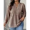 QICED Women's Fashion Casual Solid Color Print V-Neck  Long Sleeve Blouses & Shirts