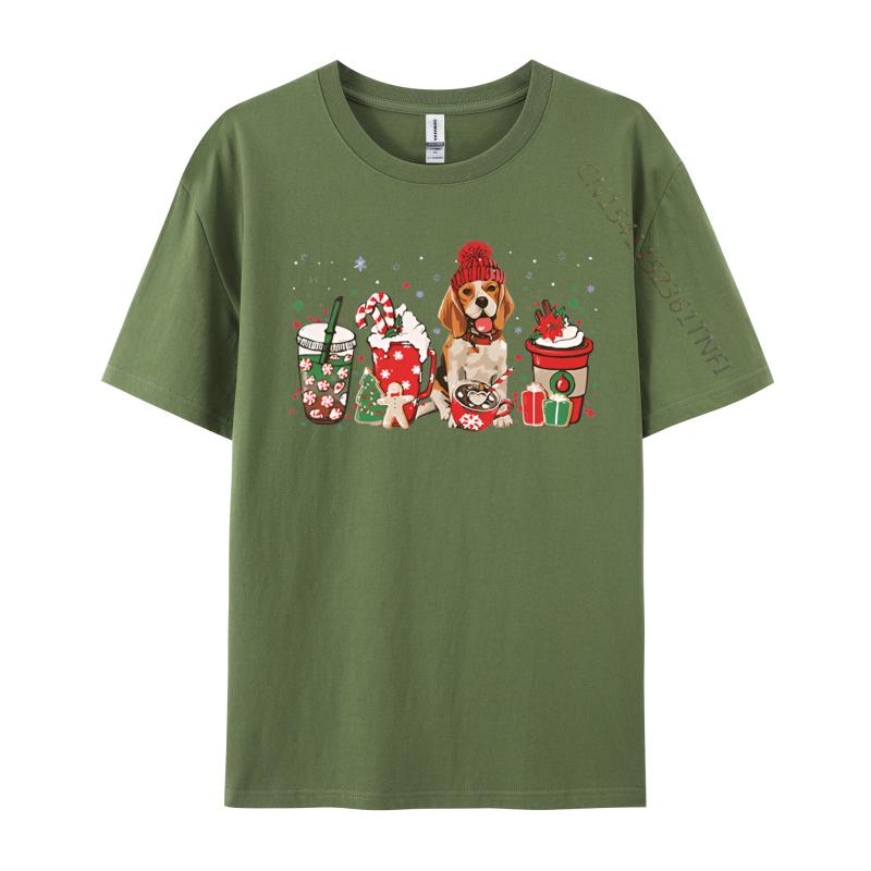 Beagle Dog Lover Merry Christmas Tshirt Graphic Print Tops Unisex Hip Hop Tee Clothes T Shirt Street Cotton Tshirt