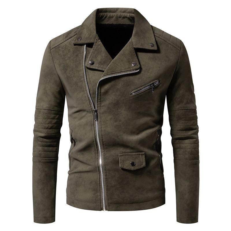 Ретро Кожаная Куртка Мужская Осень Зима Ретро Тай-дай Стирка Свободная Бархатная Куртка Мужская M