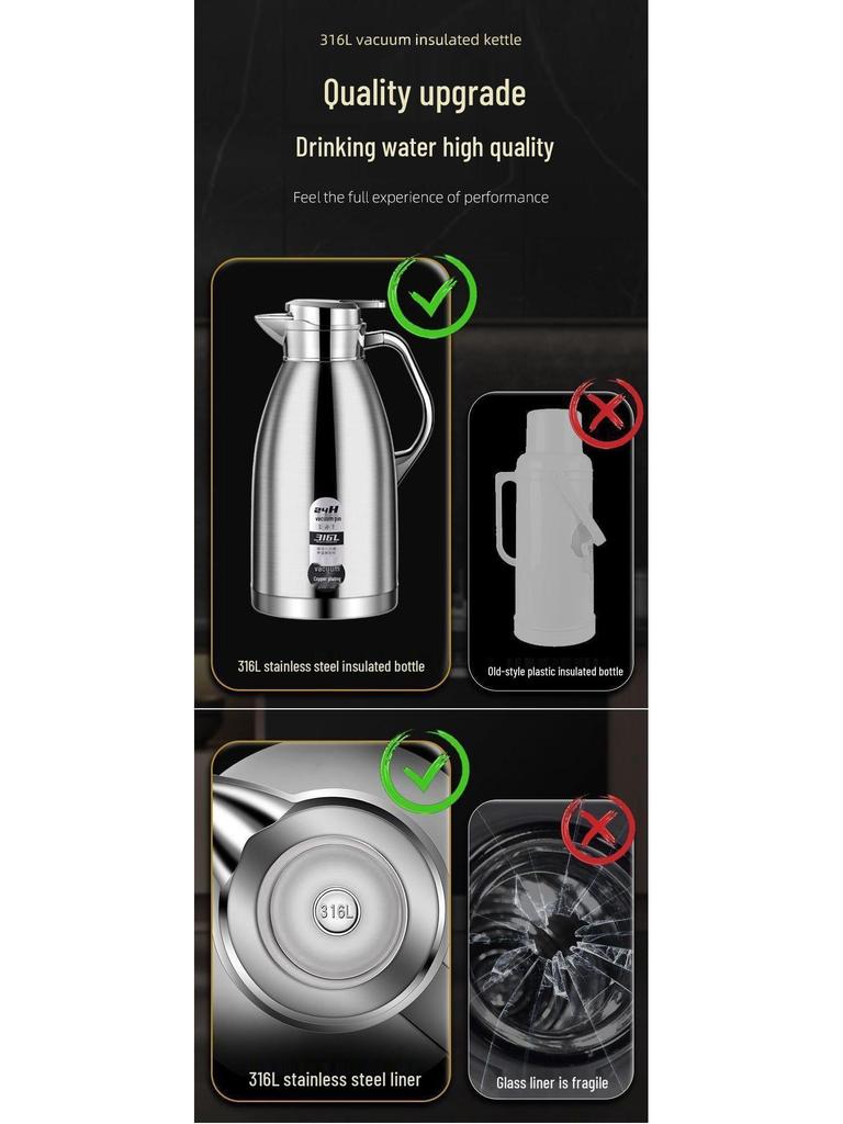 316 Stainless Steel Insulated Kettle for Home and Commercial Use