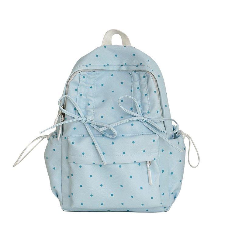 Schoolbag Korean version ins cute bow polka dot backpack bag female niche design fashionable versatile lightweight student schoolbag