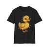 Cute Duckling Hearts Yellow Illustrated Black Tee Graphic T-Shirt