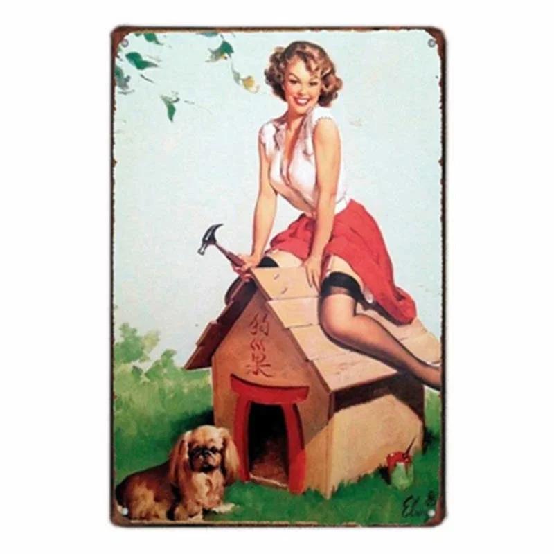 Sexy Girls Europe Beauties Poster Metal Iron Sign Art Paintings Bar Pub Garage Home Decoration Retro Tin Sign Craft Plate Plaque