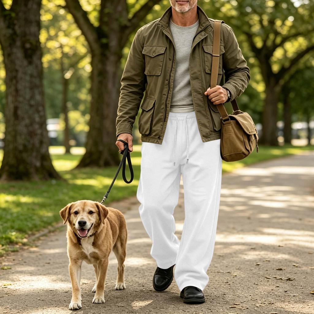 Men's Sweatpants Drawstring Straight Leg Loose Fit Joggers with Pockets for Casual and Athletic Wear
