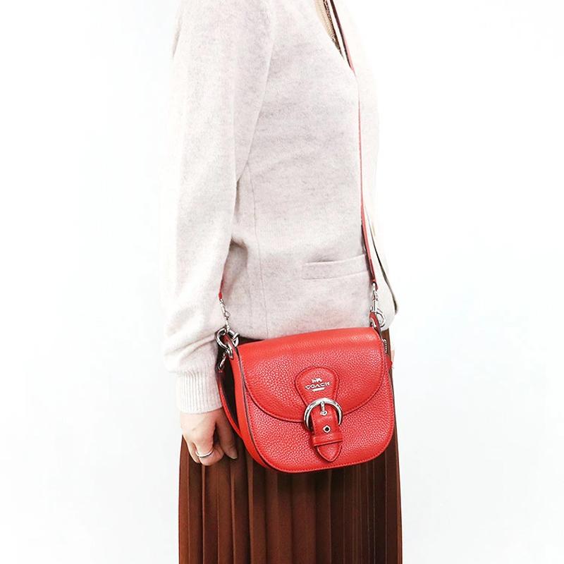 New COACH Kleo Leather Saddle Bag, Portable Crossbody Bag, Shoulder Bag Women's Red C5685-SVRCK