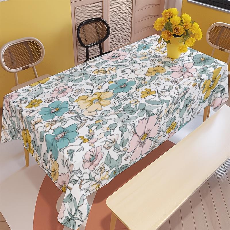 2D Flat Banner, 1pc Soft, Stylish, and Exquisite Vine Floral Print Tablecloth, Machine Washable and Easy to Clean, Suitable for Dining Tables/Coffee T