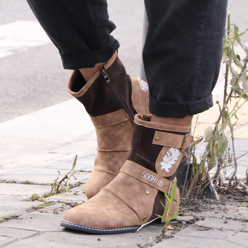 Biker Boots Herren Cowboystiefel Billig FootCourt Wildleder Tan